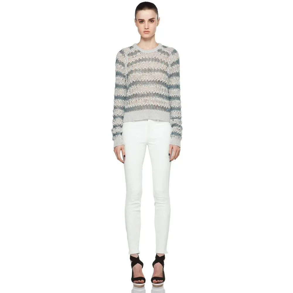 NWT $425‎ Theysken's Theory Koro C Sweater Striped Silver Grey [ Small ] #557